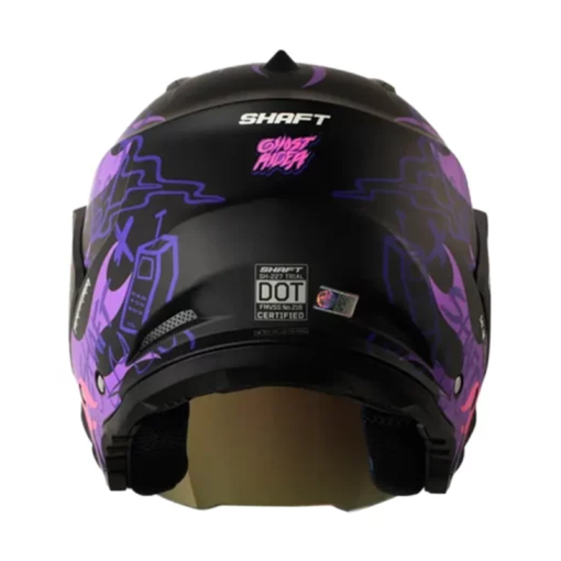 Casco Shaft 227 Trial Ghost Rider Negro Fucsia Visor Iridium Morado 1