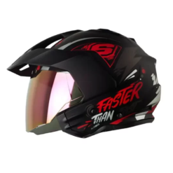 Casco Shaft 227 Trial Same Negro Rojo Visor Iridium Rojo 1