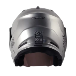 Casco Shaft 227 Trial Solid Cromado Negro Visor Iridium Azul 1