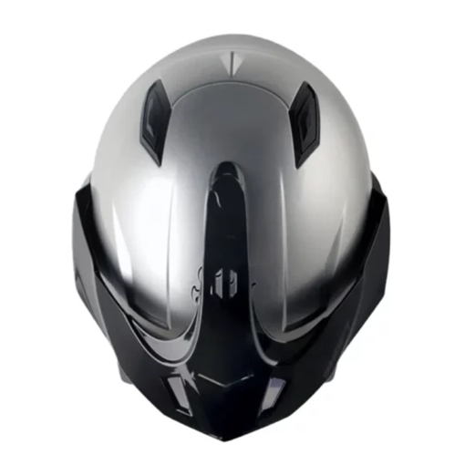 Casco Shaft 227 Trial Solid Cromado Negro Visor Iridium Azul 1