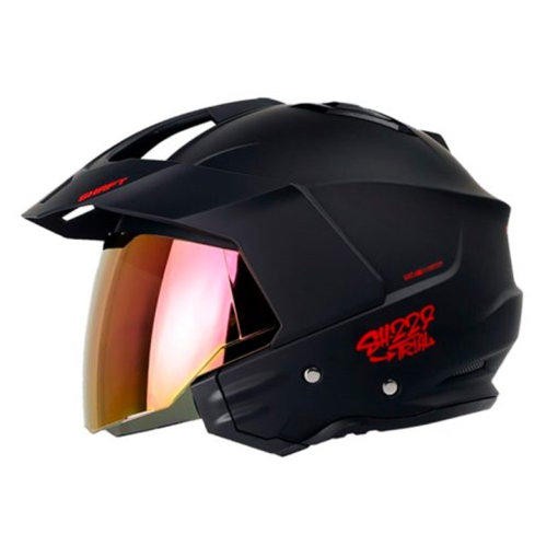 Casco Shaft 227 Trial Solid Negro Rojo Visor Iridium Rojo
