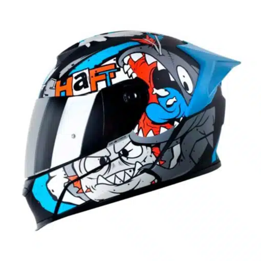 Casco Shaft 502 Sharkie Negro Gris Visor Iridium Silver1