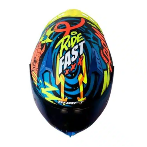 Casco Shaft 526sp Evo Dimension Negro Naranja Visor Iridium Azul 1