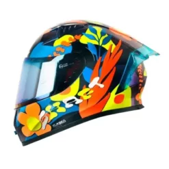 Casco Shaft 526sp Evo Natura Camaleón Naranja Neón Visor Iridium Azul 1