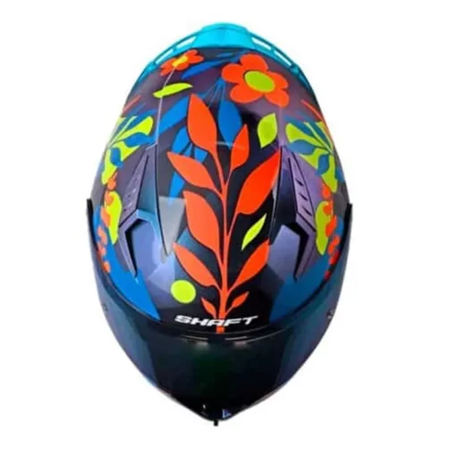Casco Shaft 526sp Evo Natura Camaleón Naranja Neón Visor Iridium Azul 1