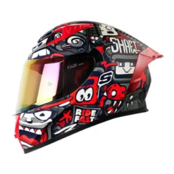 Casco Shaft 526sp Evo Rise Up Gris Oscuro Visor Iridium Rojo 1