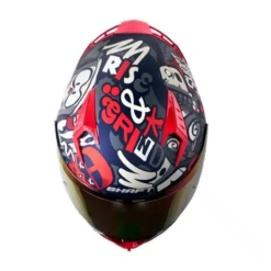 Casco Shaft 526sp Evo Rise Up Gris Oscuro Visor Iridium Rojo 1
