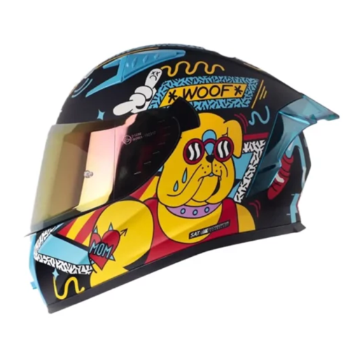 Casco Shaft 526sp Evo Ungloriou Negro Azul Visor Iridium Rojo 1