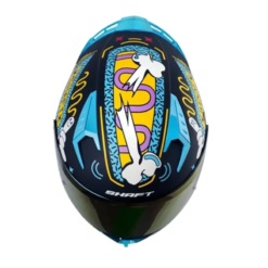 Casco Shaft 526sp Evo Ungloriou Negro Azul Visor Iridium Rojo 1