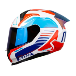 Casco Shaft 560 Evo Chaos Blanco Rojo Visor Iridium Azul 1