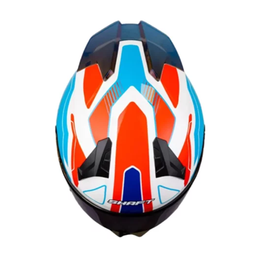 Casco Shaft 560 Evo Chaos Blanco Rojo Visor Iridium Azul 1