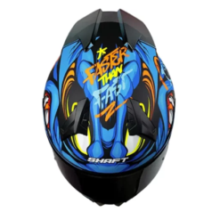 Casco Shaft 560 Evo Menfis Azul Naranja Visor Iridium Dorado 2