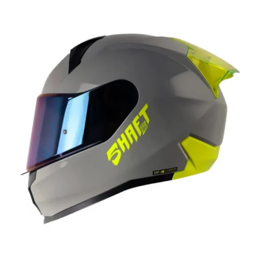Casco Shaft 560 Solid Gris Amarillo Visor Iridium Azul 1