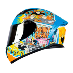 Casco Shaft 582Sp_Evo Johny Bravo Azul Full Color Visor Iridium Dorado 1