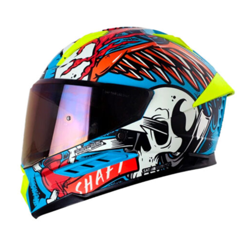 Casco Shaft 595 Old_Skul Azul Rojo Visor Iridium Azul 1