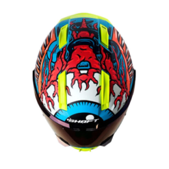 Casco Shaft 595 Old_Skul Azul Rojo Visor Iridium Azul 2