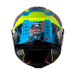 Casco Shaft 595 Old_Skul Azul Rojo Visor Iridium Azul 2