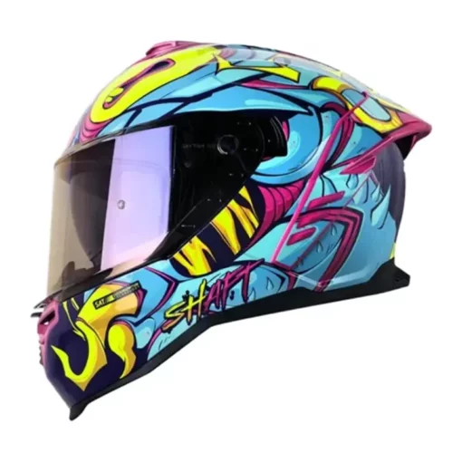 Casco Shaft 598 Gtr Mantis Morado Azul Visor Iridium Morado 1