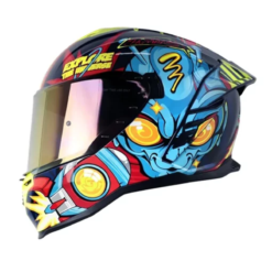 Casco Shaft 598 Gtr Space Inva Azul Visor Iridium Rojo 1