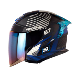 Casco Shaft Pro 240Dv Racetron Negro Azul Visor Iridium Azul 1