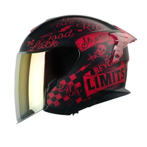 Casco Shaft Pro 240Dv Retrum Negro Rojo Visor Iridium Rojo 1