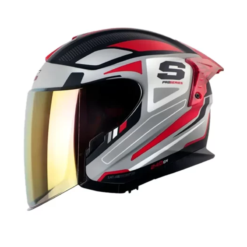 Casco Shaft Pro 240Dv Transverse Gris Rojo Visor Iridium Naranja 1