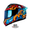 Casco Shaft Pro 610Dv Evo The Reptule Negro Rojo Visor Iridium Azul 1