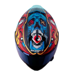 Casco Shaft Pro 610Dv Evo The Reptule Negro Rojo Visor Iridium Azul 1