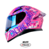 Casco Shaft Pro 612Dv Evo Funny Fucsia Morado Visor Iridium Azul 3