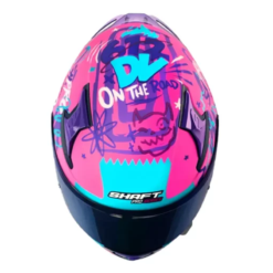 Casco Shaft Pro 612Dv Evo Funny Fucsia Morado Visor Iridium Azul 3