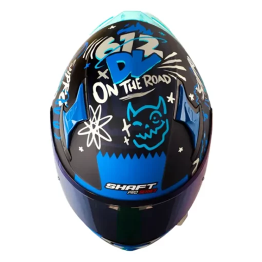 Casco Shaft Pro 612Dv Evo Funny Negro Azul Visor Iridium Azul 1