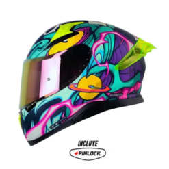 Casco Shaft Pro 612Dv Evo The Abisal Azul Amarillo Visor Iridium Morado 1