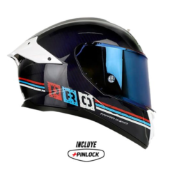 Casco Shaft Pro 620evo Stencil Azul Navy Visor Iridium Azul 2