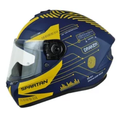 Casco Spartan Draken Fingerprint Azul Amarillo 1