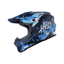 Casco Hro Mx-03 Fire Grunge Azul Oscuro Azul