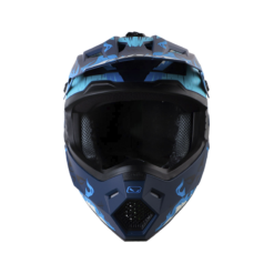 Casco Hro Mx-03 Fire Grunge Azul Oscuro Azul