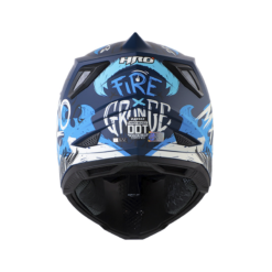 Casco Hro Mx-03 Fire Grunge Azul Oscuro Azul