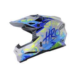 Casco Hro Mx-03 Fire Grunge Gris Azul