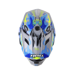 Casco Hro Mx-03 Fire Grunge Gris Azul