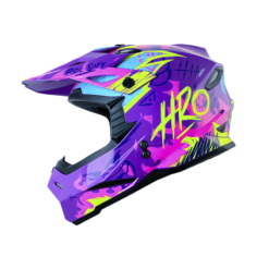 Casco Hro Mx-03 Fire Grunge Morado Fucsia