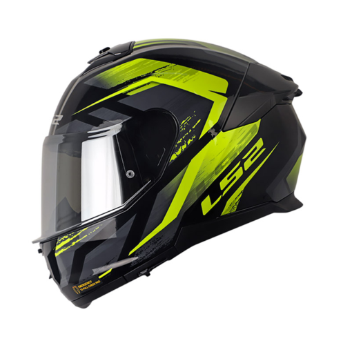 Casco Ls2 Ff808 Fury Negro Amarillo Visor Smoke Claro Iridium Silver