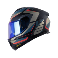 Casco Ls2 Ff808 Road Negro Azul Visor Smoke Claro Iridium Azul