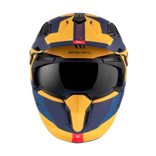 Casco Mt Streetfighter Sv S Totem Amarillo Azul Mate