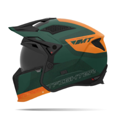Casco Mt Streetfighter Sv S Totem Verde Naranja Mate