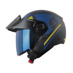 Casco Shaft 212 Drak Azul Oscuro Amarillo Visor Smoke Claro Iidium Azul