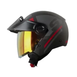 Casco Shaft 212 Drak Gris Oscuro Rojo Visor Smoke Claro Iridium Rojo
