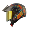 Casco Shaft 212 Mischievou Azul Oscuro Naranja Visor Smoke Claro Iridium Naranja