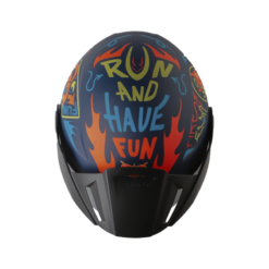 Casco Shaft 212 Mischievou Azul Oscuro Naranja Visor Smoke Claro Iridium Naranja