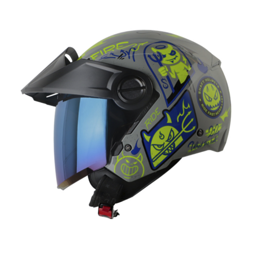 Casco Shaft 212 Mischievou Gris Amarillo Visor Smoke Claro Iridium Azul