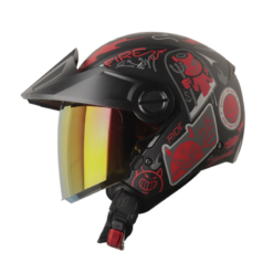 Casco Shaft 212 Mischievou Negro Rojo Visor Smoke Claro Iridium Rojo